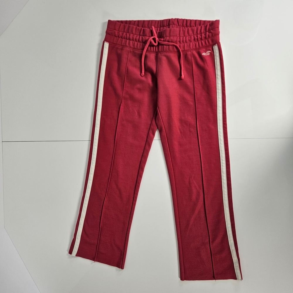 Rare Hollister Pink Track Pants White Side Stripe Logo Y2K Joggers Womens Medium